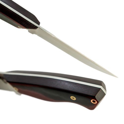 Нож «Лондон - спецназ» Н8, сталь 95Х18, рукоять: микарта (черно-красная), пины