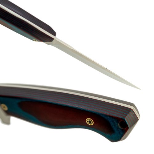 Нож «Лондон - спецназ» Н8, сталь 95Х18, рукоять: микарта (красно-синяя), пины