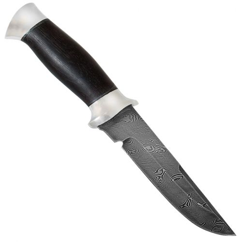 Нож охотничий, туристический «Лондон - спецназ» Н8, сталь черный дамаск (У10А-7ХНМ), рукоять: дюраль, граб