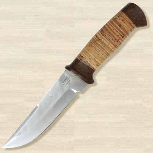 Нож охотничий, туристический «Лондон - спецназ» Н8, сталь контрастный дамаск (65Г-Х12МФ1), рукоять: текстолит, береста наборная