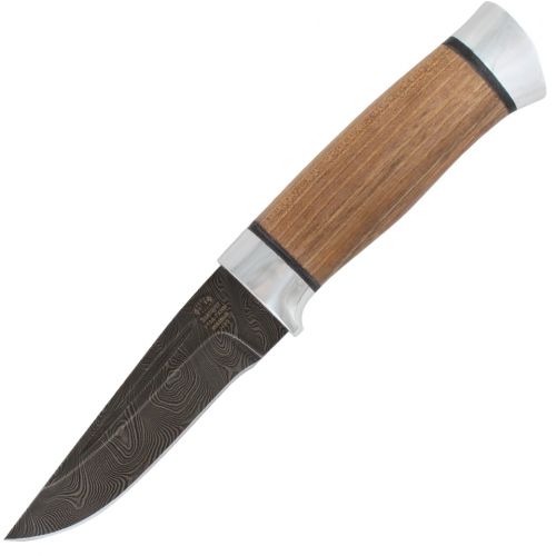 Нож охотничий, туристический «Гусар» Н80, сталь черный дамаск (У10А-7ХНМ), рукоять: дюраль, орех