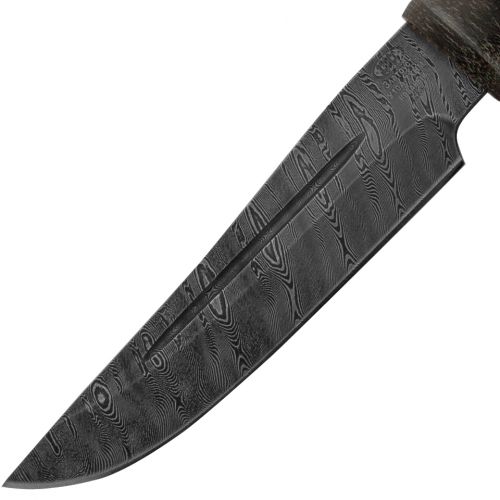 Нож охотничий, туристический «Сибиряк» Н81, сталь черный дамаск (У10А-7ХНМ), рукоять: текстолит, кожа