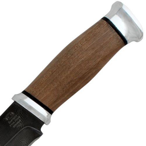 Нож охотничий, туристический «Ладога» Н83, сталь черный дамаск (У10А-7ХНМ), рукоять: дюраль, орех