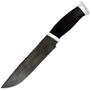 Нож «Ладога» Н83, сталь черный дамаск (У10А-7ХНМ), рукоять: дюраль, граб
