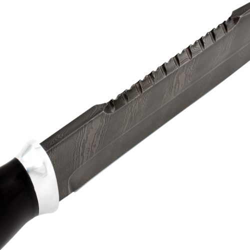 Нож охотничий, туристический «Ладога» Н83, сталь черный дамаск (У10А-7ХНМ), рукоять: дюраль, граб