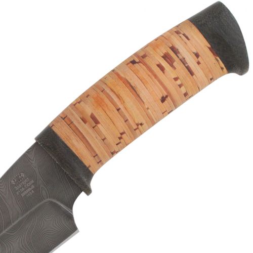 Нож охотничий, туристический «Варяг» Н84, сталь черный дамаск (У10А-7ХНМ), рукоять: текстолит, береста