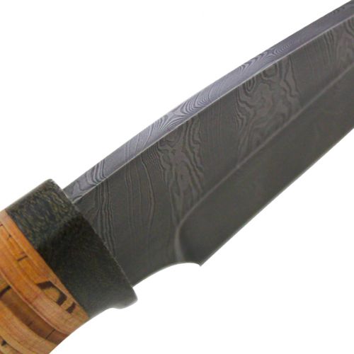 Нож охотничий, туристический «Варяг» Н84, сталь черный дамаск (У10А-7ХНМ), рукоять: текстолит, береста