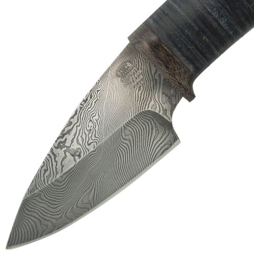 Нож «Варяг» Н84, сталь черный дамаск (У10А-7ХНМ), рукоять: текстолит, кожа