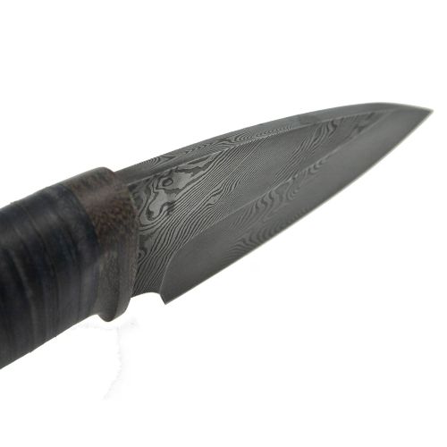 Нож «Варяг» Н84, сталь черный дамаск (У10А-7ХНМ), рукоять: текстолит, кожа