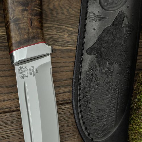 Нож охотничий, туристический Н86, сталь ЭИ-107, рукоять: карельская береза стабилизированная 