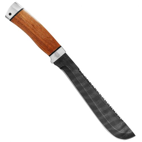 Нож «Пиранья» Н89, сталь черный дамаск (У10А-7ХНМ), рукоять: дюраль, орех