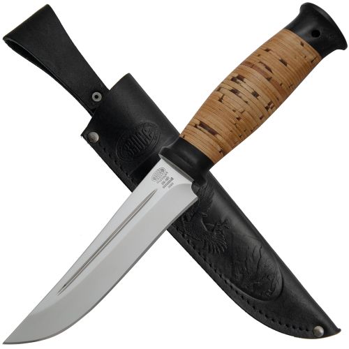 Нож охотничий, туристический Н90, сталь ЭИ-107, рукоять: текстолит, береста