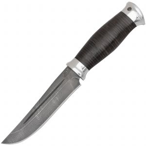Нож охотничий, туристический Н90, сталь У10А-7ХНМ, рукоять: дюраль, кожа