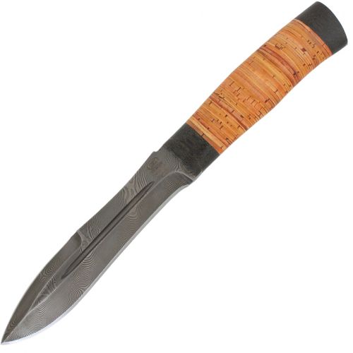 Нож охотничий, туристический «Тактик» Н91, сталь черный дамаск (У10А-7ХНМ), рукоять: текстолит, береста