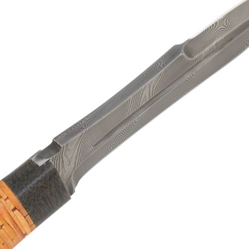 Нож охотничий, туристический «Тактик» Н91, сталь черный дамаск (У10А-7ХНМ), рукоять: текстолит, береста