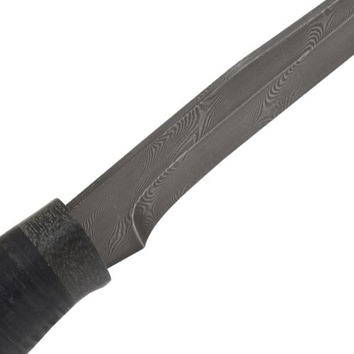 Нож охотничий, туристический «Егерь» Н16, сталь черный дамаск (У10А-7ХНМ), рукоять: текстолит, кожа
