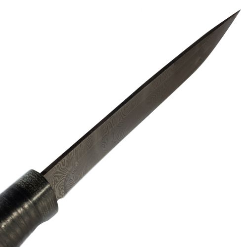 Нож охотничий, туристический «Батыр» НР12, сталь черный дамаск (У10А-7ХНМ), рукоять: текстолит, кожа
