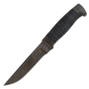 Нож «Полярник» НР2, сталь: черный дамаск (У10А-7ХНМ), рукоять: текстолит, кожа