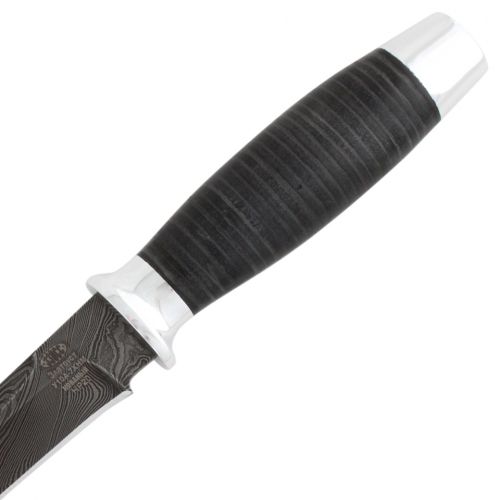 Нож охотничий, туристический «Командор» Н20, сталь: черный дамаск (У10А-7ХНМ), рукоять: дюраль, кожа