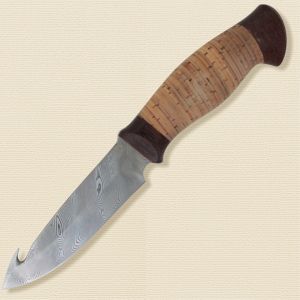 Нож туристический «Рыбак» НР21-1, сталь контрастный дамаск (65Г-Х12МФ1), рукоять: текстолит, береста наборная