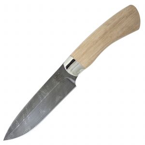 Нож охотничий, туристический «Милорд» НР3, сталь черный дамаск (У10А-7ХНМ), рукоять: никель, орех