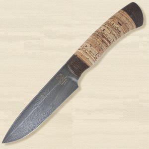 Нож «Милорд» НР3, сталь нержавеющий дамаск (40Х13-Х12МФ1), рукоять: текстолит, береста наборная