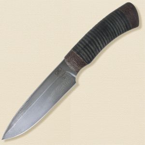 Нож «Милорд» НР3, сталь черный дамаск (У10А-7ХНМ), рукоять: текстолит, кожа наборная
