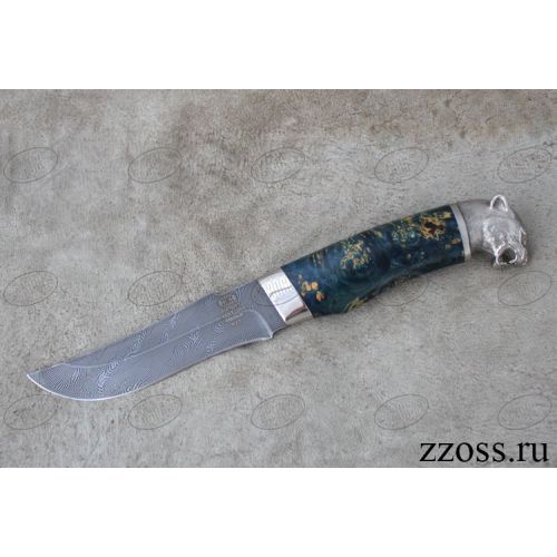 Нож «Баскардия» Н27-Л, сталь нержавеющий дамаск (40Х13-Х12МФ1), рукоять: никель, стабилизированная береза, литье
