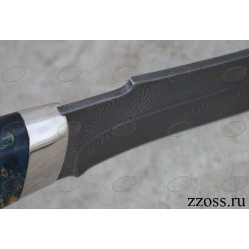 Нож «Баскардия» Н27-Л, сталь нержавеющий дамаск (40Х13-Х12МФ1), рукоять: никель, стабилизированная береза, литье