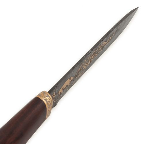 Нож подарочный «Бравый мичман» Н1Т-П, сталь У10А-7ХНМ, рукоять: береза, рисованный клинок в золоте