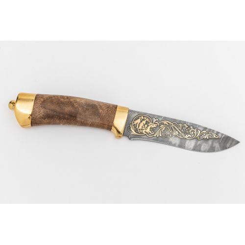 Нож «Александр II» Н6-П, сталь У10А-7ХНМ, рукоять: золото, орех, рисованный клинок в золоте