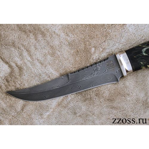 Нож «Морской патруль» Н69-П, сталь нержавеющий дамаск (40Х13-Х12МФ1), рукоять: никель, стабилизированная береза