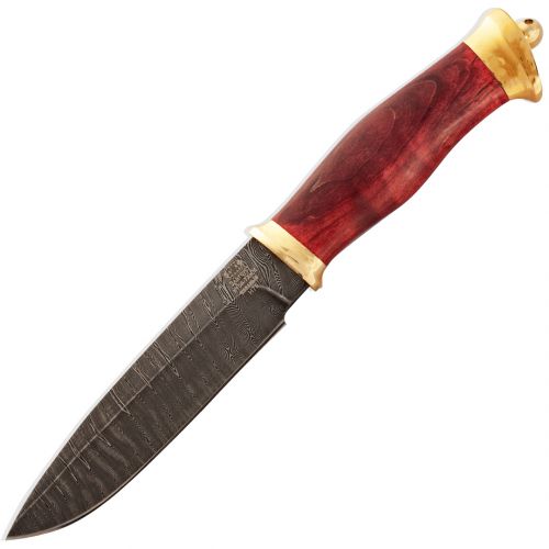 Нож «Казак» Н79-П, сталь У10А-7ХНМ, рукоять: золото, стабилизированная карельская береза (красная), рисованный клинок в золоте