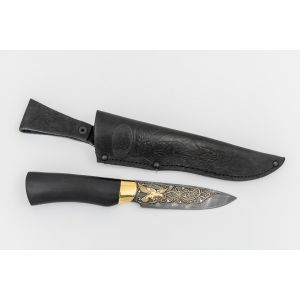 Нож «Милорд» НР3-П, сталь У10А-7ХНМ, рисованный клинок в золоте рукоять: граб