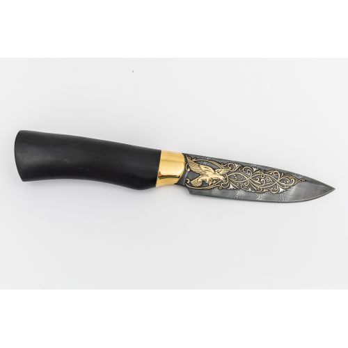 Нож охотничий, туристический «Милорд» НР3-П, сталь У10А-7ХНМ, рисованный клинок в золоте рукоять: граб