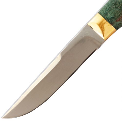 Нож «Полярник» НР2-П, сталь ЭИ-107, рукоять: золото, стабилизированная карельская береза (зеленая), рисованный клинок в золоте