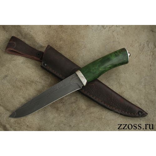 Нож подарочный «Бравый мичман» Н1Т-П, сталь нержавеющий дамаск (40Х13-Х12МФ1), рукоять: никель, стабилизированная береза