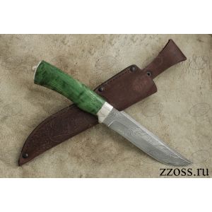 Нож «Гумбольдт уральский» Н3-П, сталь нержавеющий дамаск (40Х13-Х12МФ1), рукоять: никель, стабилизированная береза