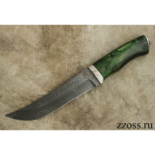 Нож «Таганайский лесник» Н5-П, сталь нержавеющий дамаск (40Х13-Х12МФ1), рукоять: никель, стабилизированная береза