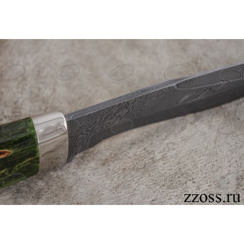 Нож «Таёжник» Н63-П, сталь нержавеющий дамаск (40Х13-Х12МФ1), рукоять: никель, стабилизированная береза