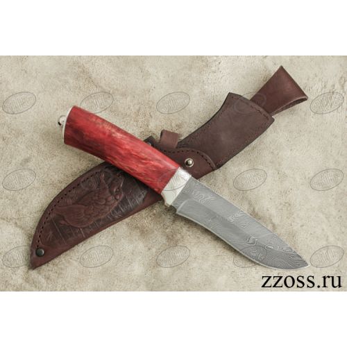 Нож «Александр II» Н6-П, сталь нержавеющий дамаск (40Х13-Х12МФ1), рукоять: никель, стабилизированная береза
